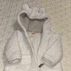 Carter's White Fleece Baby Hoodie with Bear Ears